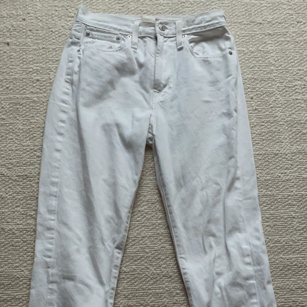 Madewell White Jeans with fringed ends